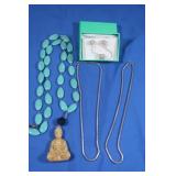 Howelite/Jasper Buddha Necklace,Costume Chains&
