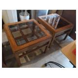 2 Wood&Glass End Tables 25.5x25.5x21.5"H
