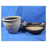 Decorative Log Slice on Wheels 14",Ceramic