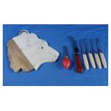 Cutting Board w/Various Knives