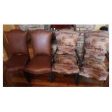 4 Chairs,2 Leather-2 w/Wildlife Fabric&Arms,all