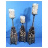 3 Candle Stands,14,18&20" w/Battery Candles