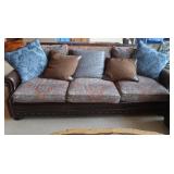 7 Ft Leather Trimmed Couch w/Fabric Cushions-8