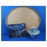 Wooden Oval Tray 28x24"(Handpainted),11x14"