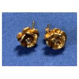 14K Rose Earrings w/Diamond  1.8gr