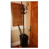 Metal Hall Tree w/Umbrella Stand,69"H