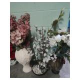 2 Ceramic Vases 17&19' w/artificial floral