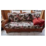 Kingston Reef Rattan Sofa-Cinnamon Stain w/Throw