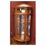 Amish-made Curved Glass Curio,Lighted 35x17x74.5'