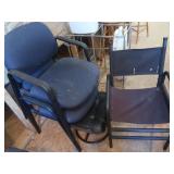 3 Chairs-2 Blue Padded & 1 Black Fabric