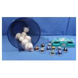 Wire Waste Basket,Baseballs,Mini Helmets &more