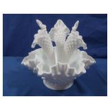 Vintage Fenton Milkglass Hobnail Epergne