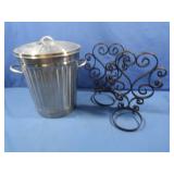 Small Metal Trash Can,Wall Sconce Holder-Black
