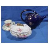 Hall Cobalt Teapot,Lefton SugarDish &more