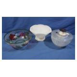 Salad Spinner, MilkGlass Bowl, Crackled Glass