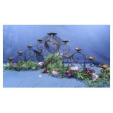 2 Metal Candle Sconces w/Artificial Flower