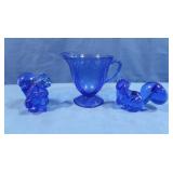 2 Cobalt Squirrel Paperweights,creamer