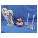 Vases signed Heather Goldminc, Glass Candlestick