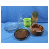 Amber Ashtray,Vase,Wood Bowl &more