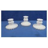 3 Vintage Fenton Silvercrest Candle sticks