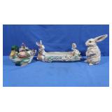 Fitz&Floyd Lidded Duck&Bunny Log, Ceramic