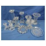Clear Glass-Ashtray, Candle Sticks
