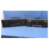 2 Boom Boxes,Panasonic works, Sony Powers on but