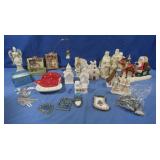 Christmas Churches,Ceramic Figurines w/Storage