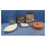 Glass Trifle Bowl,Terracotta Baking Dish,5pc Wine