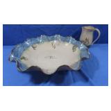 Lg Glazed Ceramic Bowl and Pitcher