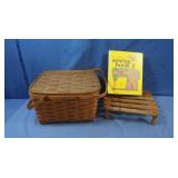 Wicker Picnic Basket 13x12.5x7"H &Sewing Book
