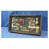 Vintage Football Memorabilia Shadow Box