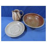 Pottery Dishes-Bowl, Pitcher &plate