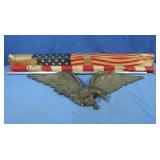 Cast Iron Hanging Eagle 29" Long &Flag on Flag