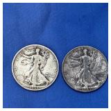 2) Walking Liberty Half Dollars-1935,1943