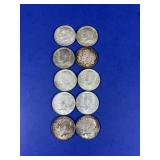 10 Kennedy Half Dollars(8-1968, 2-1969)