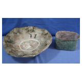 Pottery Bowl w/ Frog Figures approx 13" and