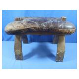 Vintage Camel Saddle Stool w/Leather Cushion