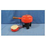 Vintage Dansk Red Enamel Pots, 4 pcs