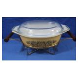 Vintage Pyrex Casserole w/lid in Metal Framed