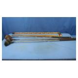 Vintage Wooden Head Golf Clubs, 45" & Wooden