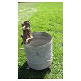 Vintage Corn Sheller Mounted on Galvanized Bucket