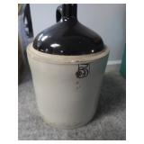 Vintage 5gal Two-tone Stoneware Jug-18"H-No