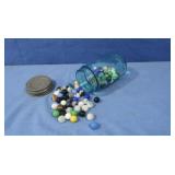 Vintage Ball Pint Jar w/Glass Marbles
