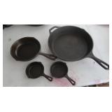 Cast Iron Skillets 10.5" & 6 5/8 & 2 Lodge Cast