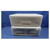 2 Plastic Drawer Containers w/Locks,Wood Pcs&more