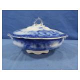 Antique English Flow Blue Tureen by W.H.