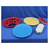 Fiestaware-6 Relish Trays,10ct. Scarlet Red