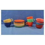 Fiestaware-5 Vintage Teacups,9 Saucers,3 Bullion