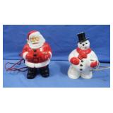 Vintage Blowmolds-Santa&Snowman